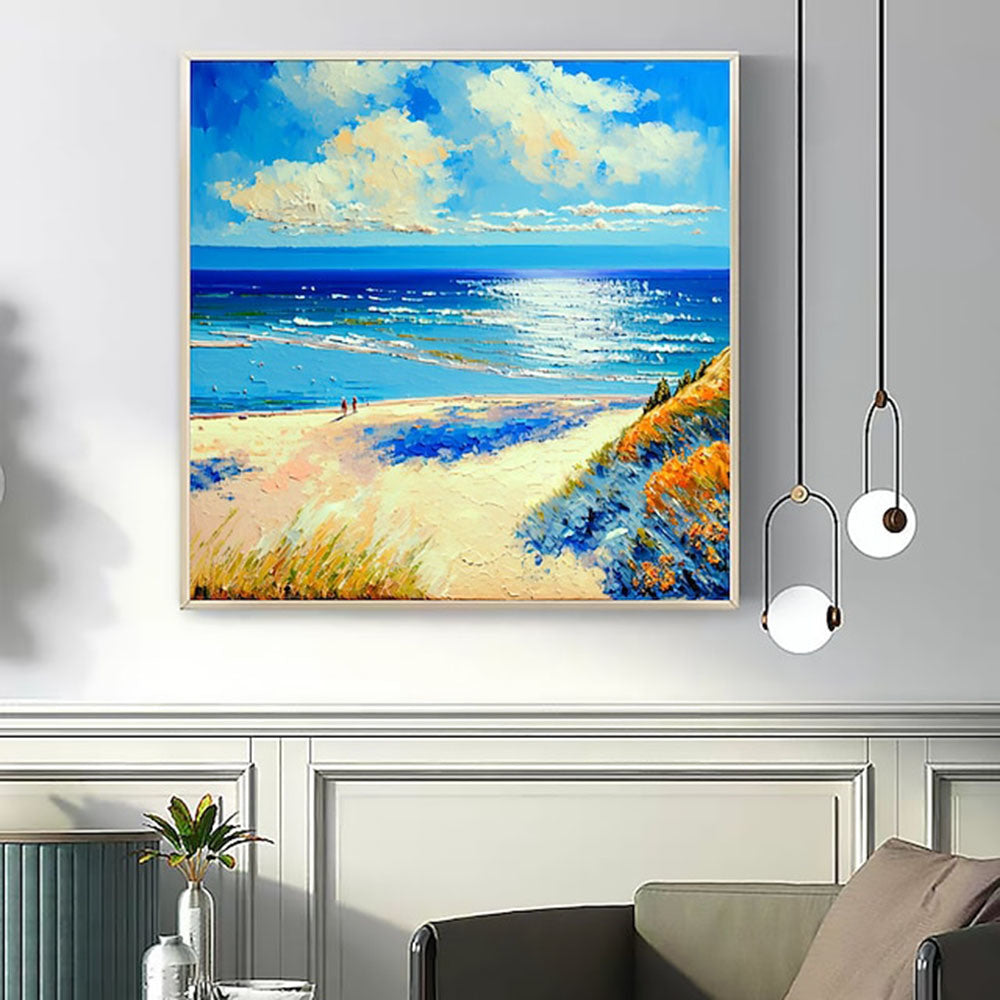 Handmade Oil Painting Canvas Wall Art Decor Original The Blue Ocean Abstract Scenery Painting for Home Decor Living Room hallway bedroom luxurious decorative painting