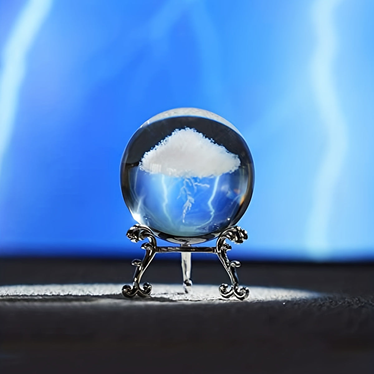 1pc Thunder Cloud Round Holiday Gift Desktop Home Creative Crystal Ball Small Ornaments, Living Room Bedroom Decoration Crafts, Home Decor,Christmas Gift