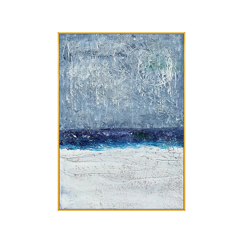 Abstract Blue White Landscape Canvas Posters Handmade Golden Wall Pictures for Living Room Bedroom Aisle Scandinavian Home Decor