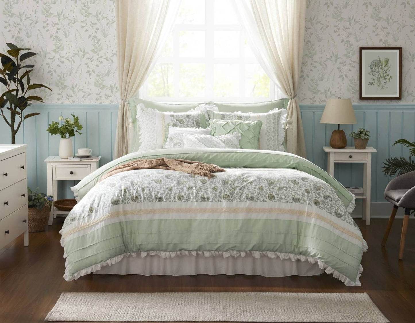 9 Piece Cotton Percale Comforter Set King
