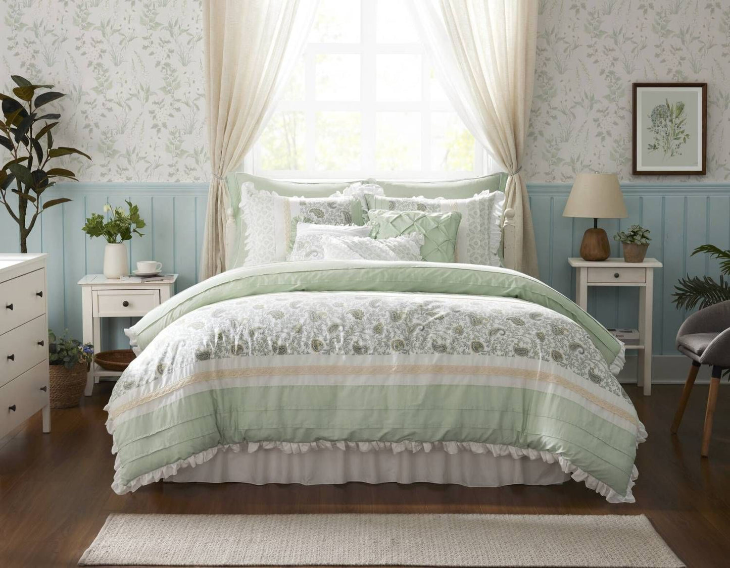 9 Piece Cotton Percale Comforter Set King