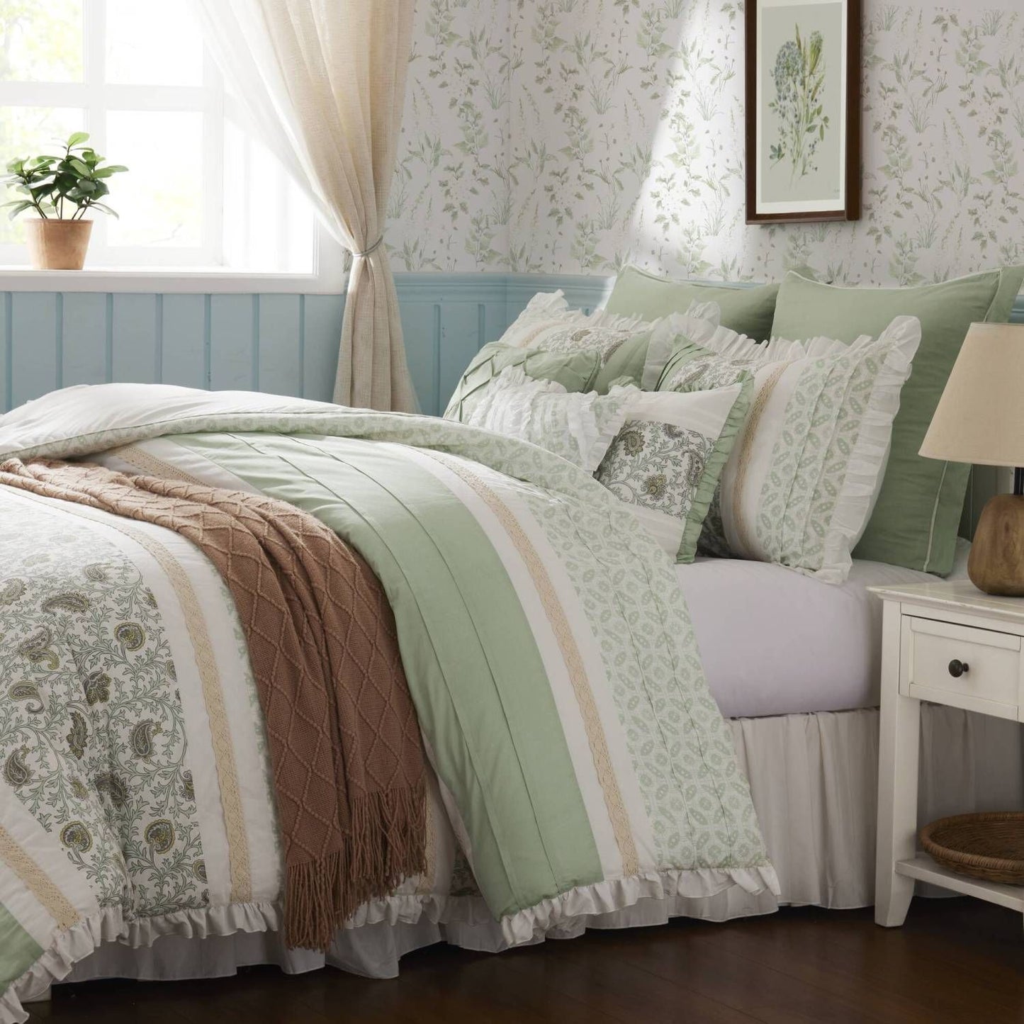 9 Piece Cotton Percale Comforter Set King