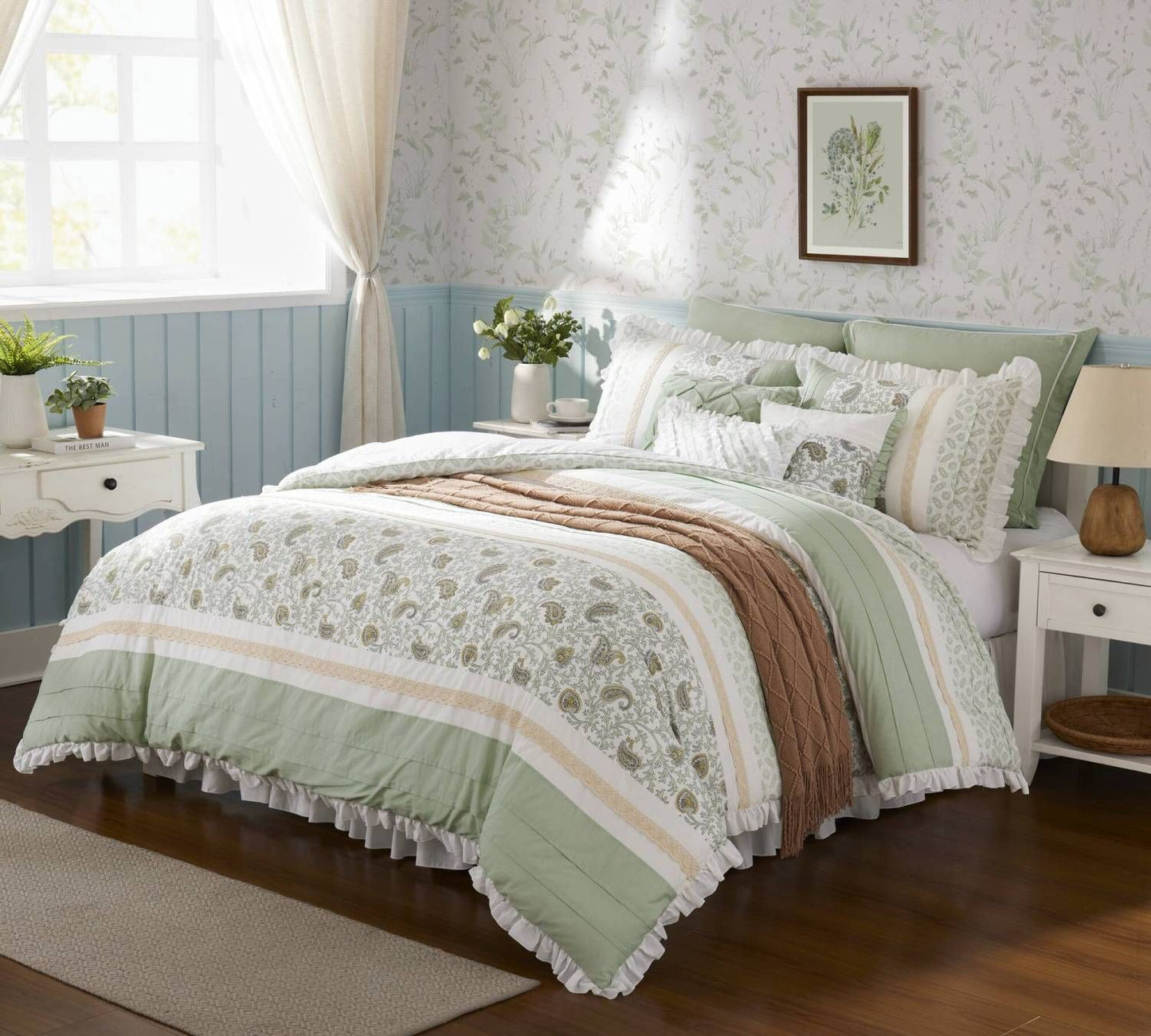 9 Piece Cotton Percale Comforter Set King