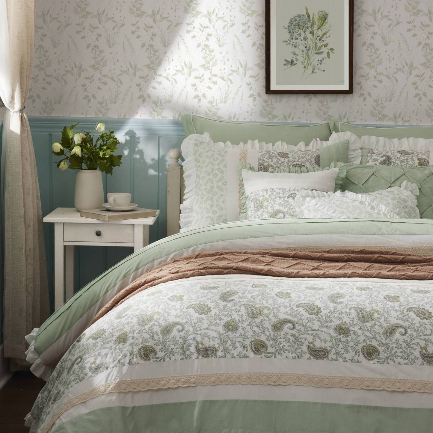 9 Piece Cotton Percale Comforter Set King