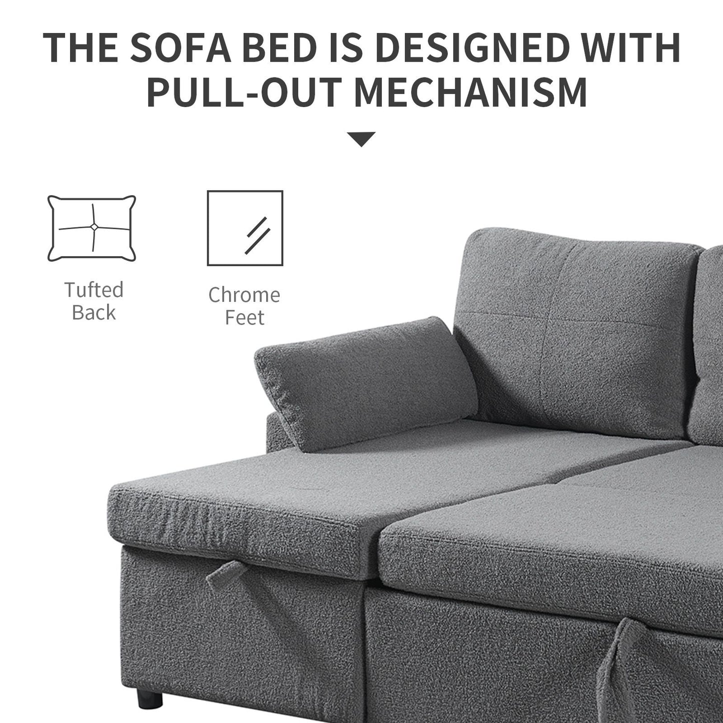 84.2" Sleeper Sofa Bed,Pull Out Sofa Bed with Storage Chaise L Shape Sectional Sofa