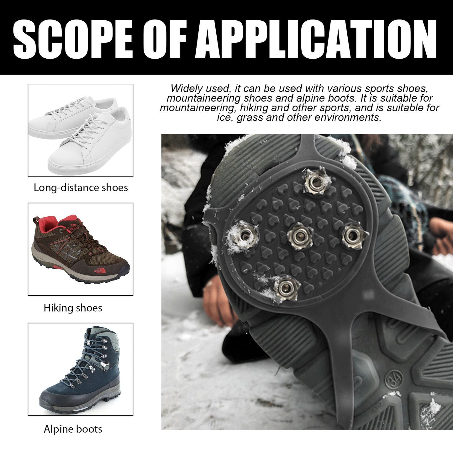 Houkea Universelle Rutschfeste Greiferspitzen, Outdoor Crampons Snowshoe Cover Mountaineering Sports Fall Easy To Wear And Take Off Shoe Cover