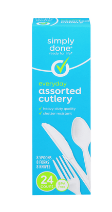 Simply Done Plastic Cutlery - Forks, Knives & Spoons