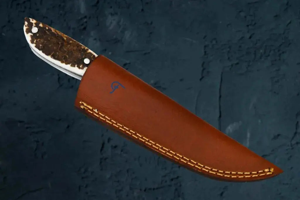 Damascus Steel Outdoor Knife | Antler Handle | Faneema Cutlery