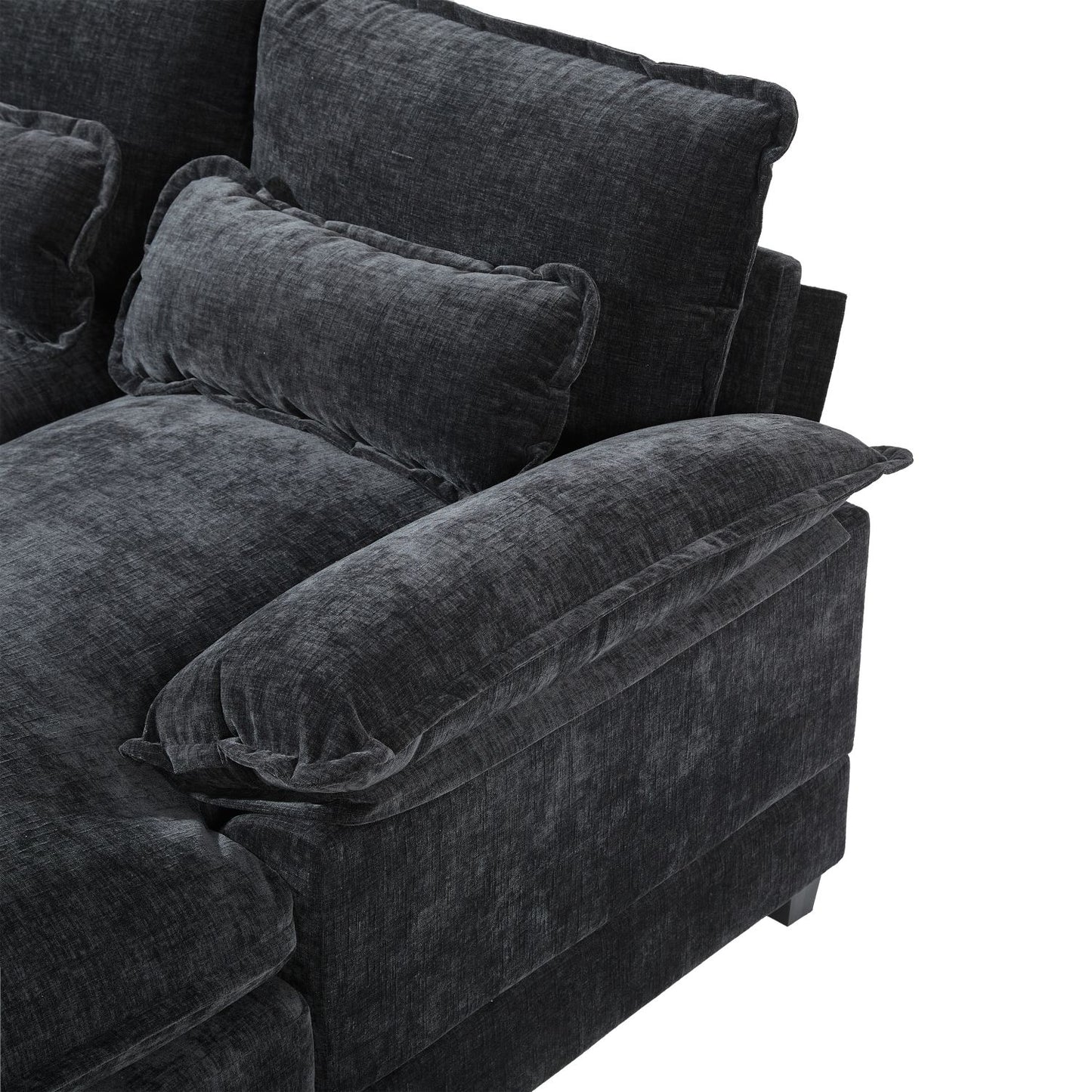 110*55" Modern Modular U-shaped Sectional Sofa with Waist Pillows,6 Seat Upholstered Symmetrical Indoor Furniture,Comfy Chenille Cloud Couch Set with Chaise Lounge for Living Room,Apartment,5 Colours