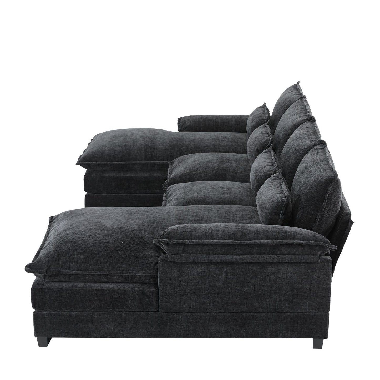 110*55" Modern Modular U-shaped Sectional Sofa with Waist Pillows,6 Seat Upholstered Symmetrical Indoor Furniture,Comfy Chenille Cloud Couch Set with Chaise Lounge for Living Room,Apartment,5 Colours