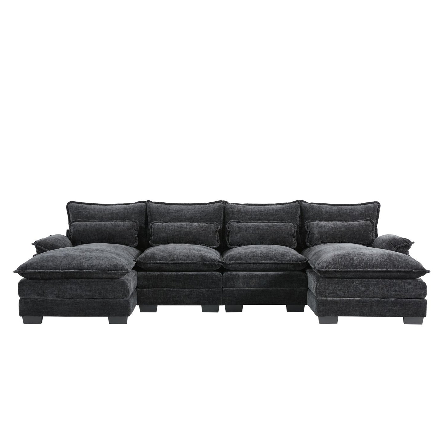 110*55" Modern Modular U-shaped Sectional Sofa with Waist Pillows,6 Seat Upholstered Symmetrical Indoor Furniture,Comfy Chenille Cloud Couch Set with Chaise Lounge for Living Room,Apartment,5 Colours