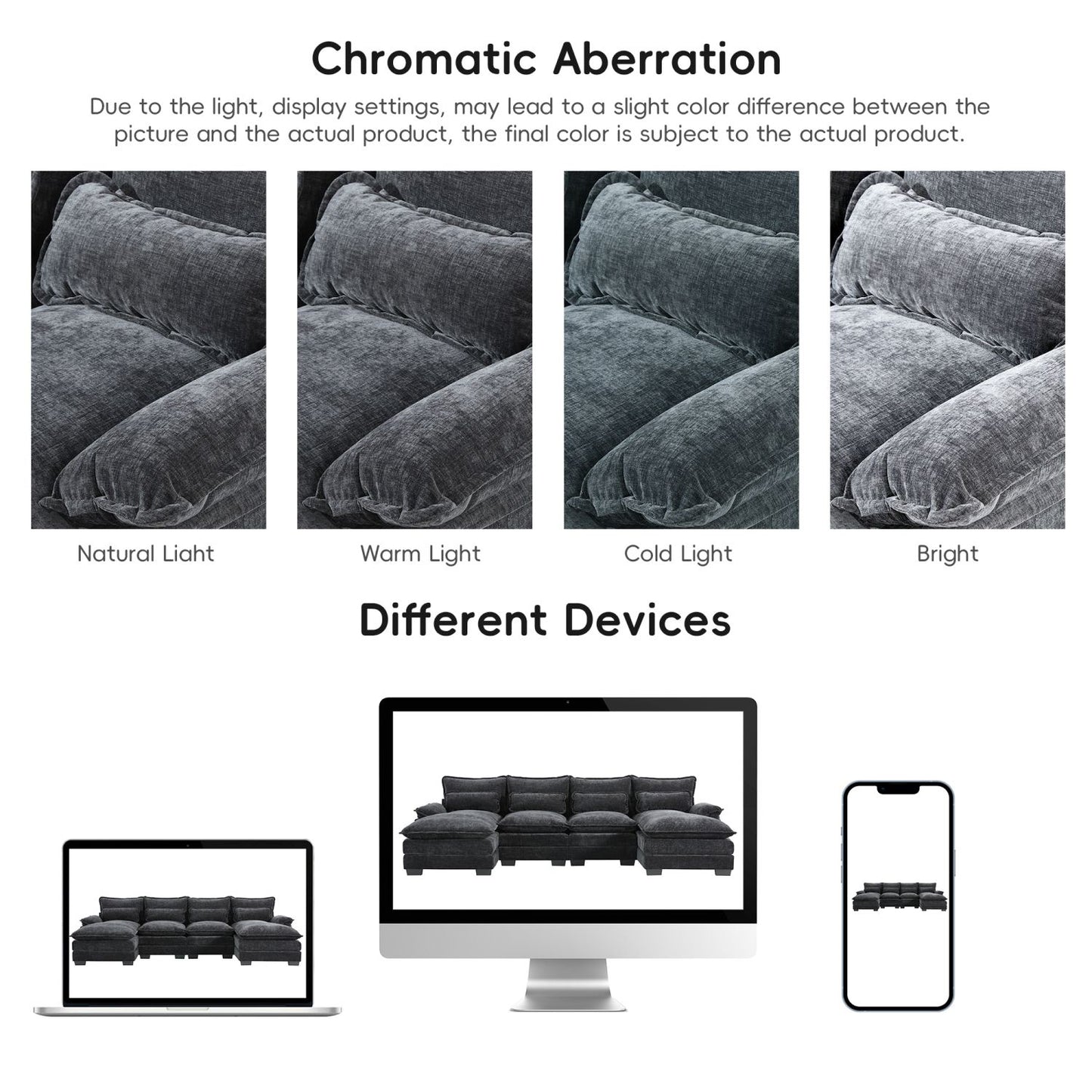 110*55" Modern Modular U-shaped Sectional Sofa with Waist Pillows,6 Seat Upholstered Symmetrical Indoor Furniture,Comfy Chenille Cloud Couch Set with Chaise Lounge for Living Room,Apartment,5 Colours