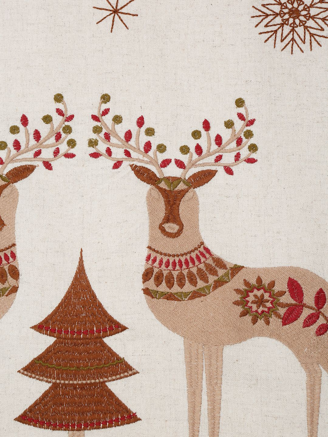Embroidery Table Runner | Table Runner for Festive Gatherings | Decorative Table Runner | Reindeer Table Runner