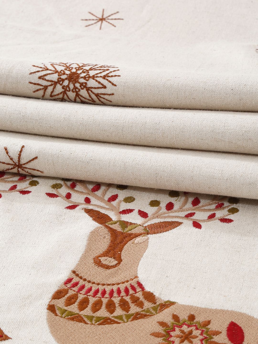 Embroidery Table Runner | Table Runner for Festive Gatherings | Decorative Table Runner | Reindeer Table Runner
