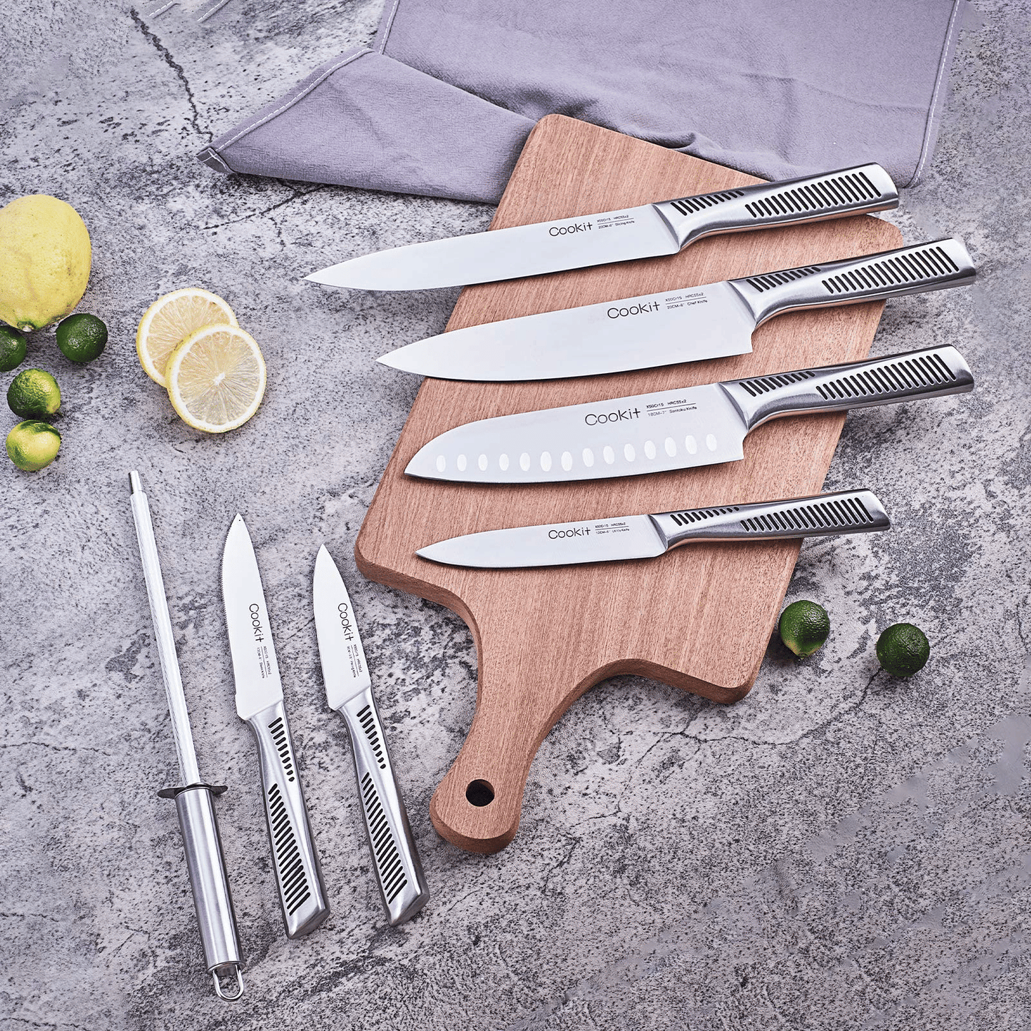 Kitchen Knife Set; 15 Piece Knife Sets with Block; Chef Knives with Non-Slip German Stainless Steel Hollow Handle Cutlery Set with Multifunctional Scissors Knife Sharpener Amazon Platform Banned