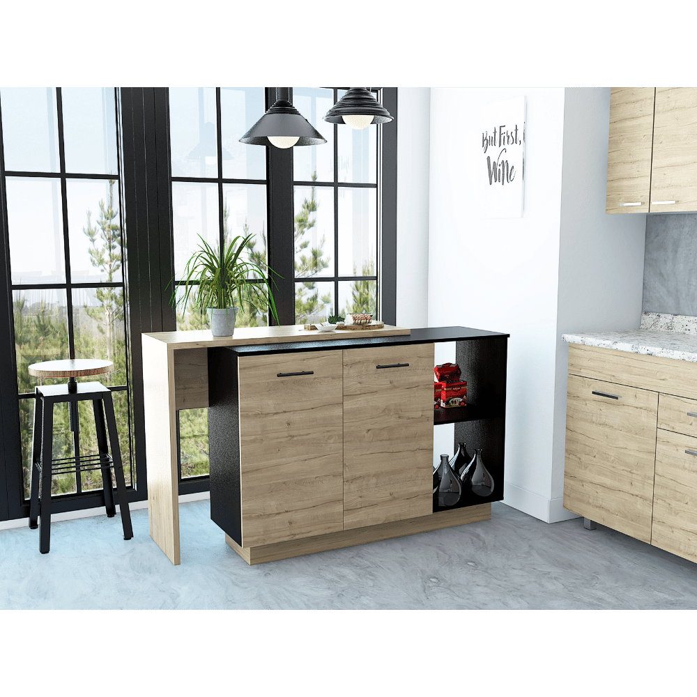 Aspen Kitchen Island; Two Concealed Shelves ; Three Divisions