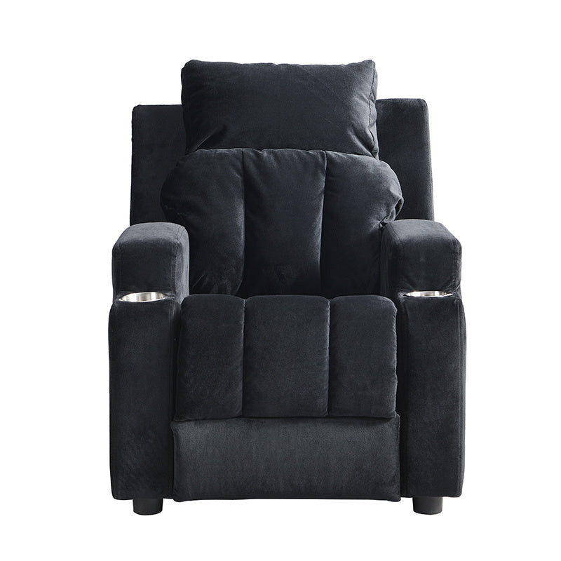 Kids Recliner Chair; Kids Upholstered Couch with Two Cup Holder; Footrest; Backrest; Toddlers Velvet Recliner with Headrest and Footrest