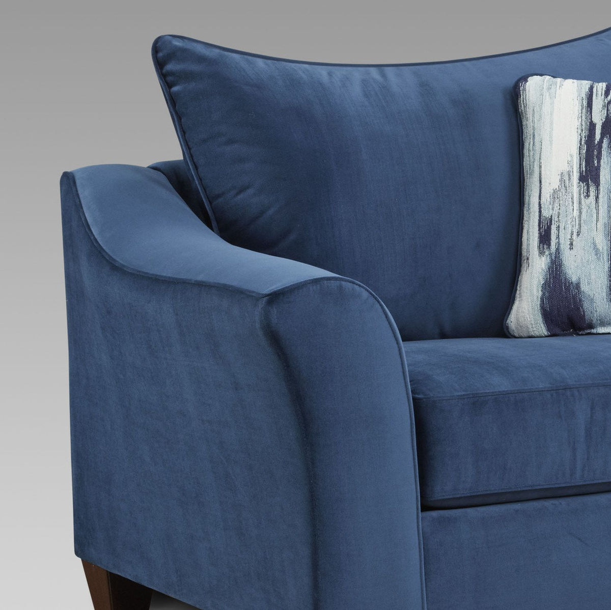 Camero Fabric Pillowback 2-Piece Living Room Set, Sofa and Loveseat, Navy Blue