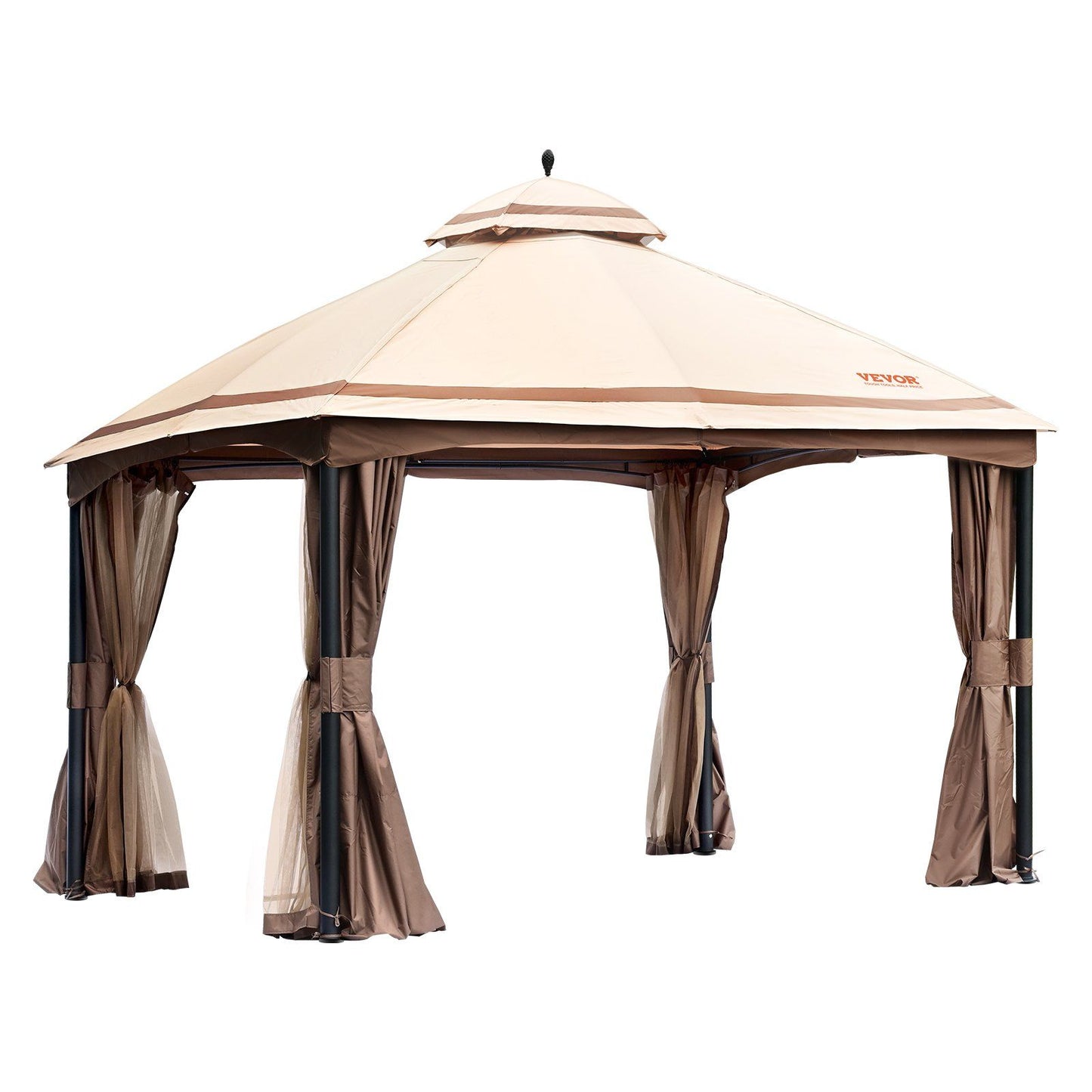 VEVOR Patio Gazebo for 10-12 Person, 10 x 13 FT Backyard Gazebo, with Mosquito Netting, Metal Frame, and PU Coated 180G Polyester, Outdoor Canopy Shelter for Patio, Backyard, Lawn, Garden, Deck