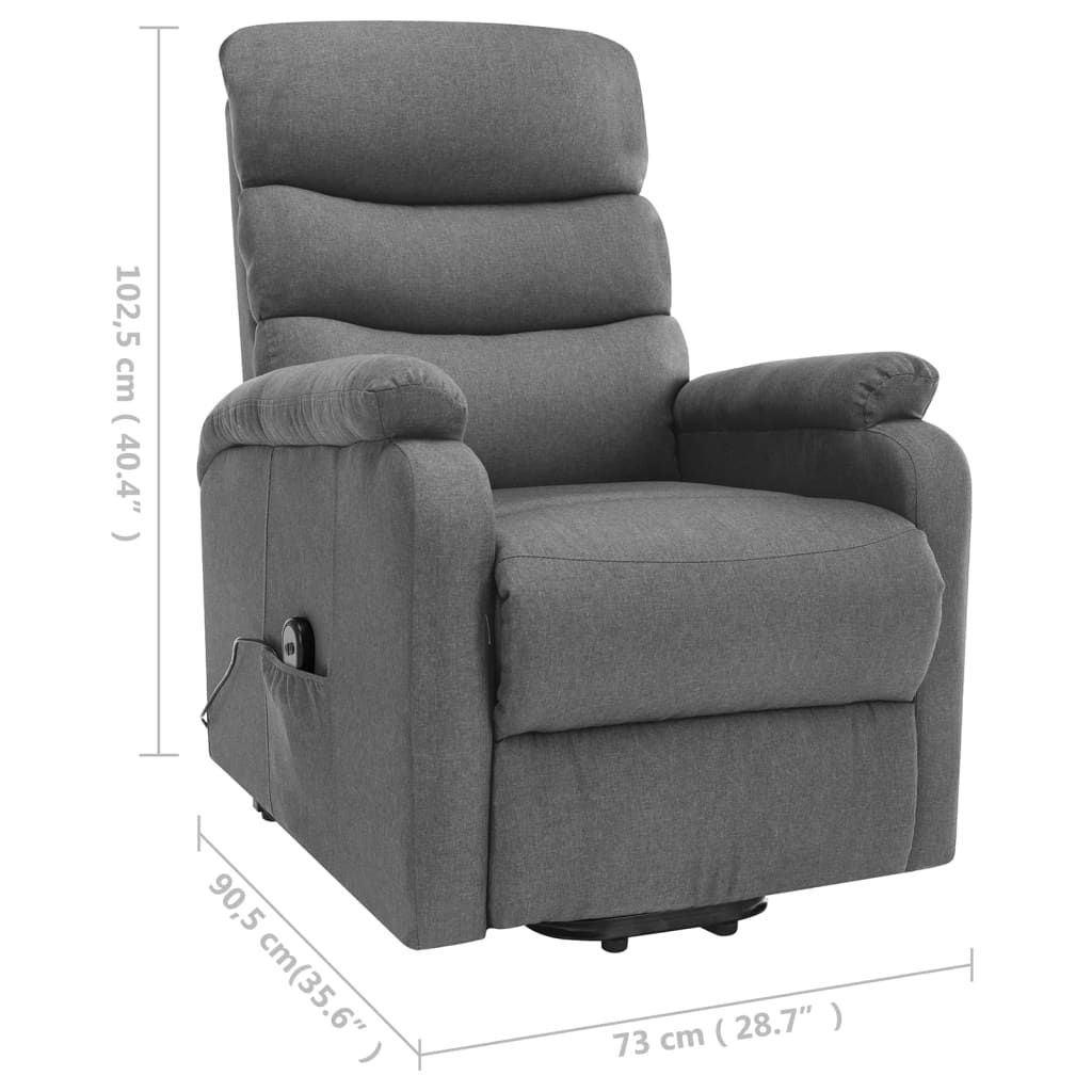 Power Lift Massage Recliner Light Gray Fabric