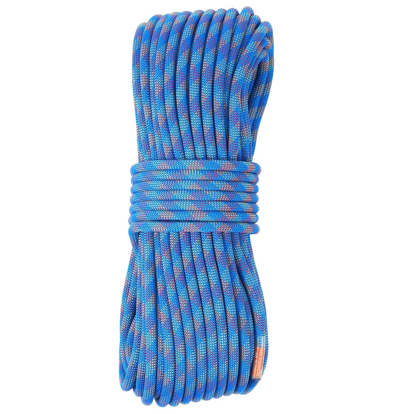 VEVOR 10.2mm Dynamic Climbing Rope, 50M(164ft) Outdoor Rock Climbing Rope 25KN Breaking Tension, Fiber Rope with Steel Snap Hooks for Escape, Rappelling, Fire Rescue, Blue