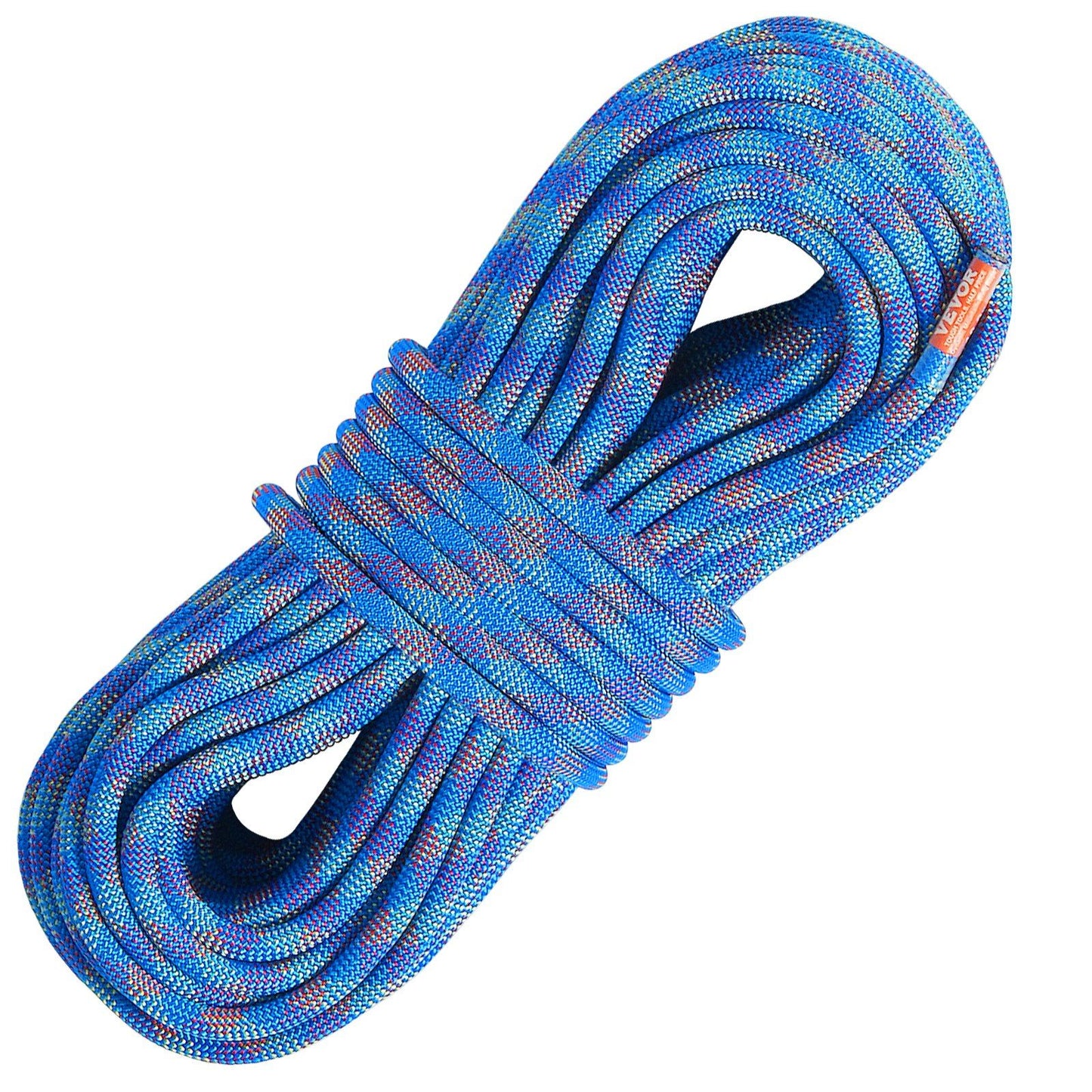 VEVOR 10.2mm Dynamic Climbing Rope, 50M(164ft) Outdoor Rock Climbing Rope 25KN Breaking Tension, Fiber Rope with Steel Snap Hooks for Escape, Rappelling, Fire Rescue, Blue