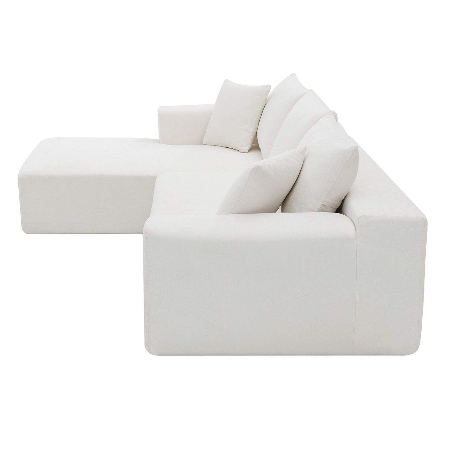 109*68" Modular Sectional Living Room Sofa Set, Modern Minimalist Style Couch, Upholstered Sleeper Sofa for Living Room, Bedroom, Salon, 2 PC Free Combination, L-Shape, Cream