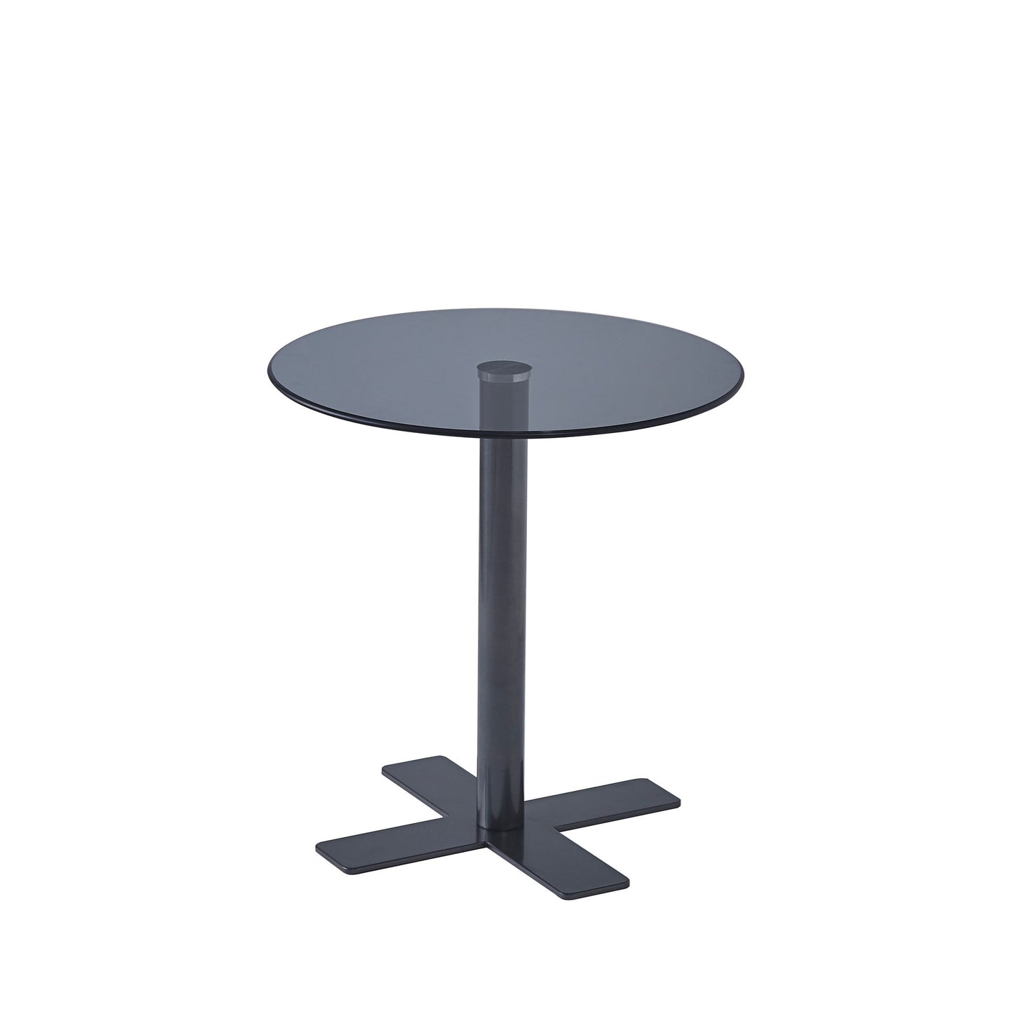 Tempered Black Rould Glass Dinning Table with Black Leg