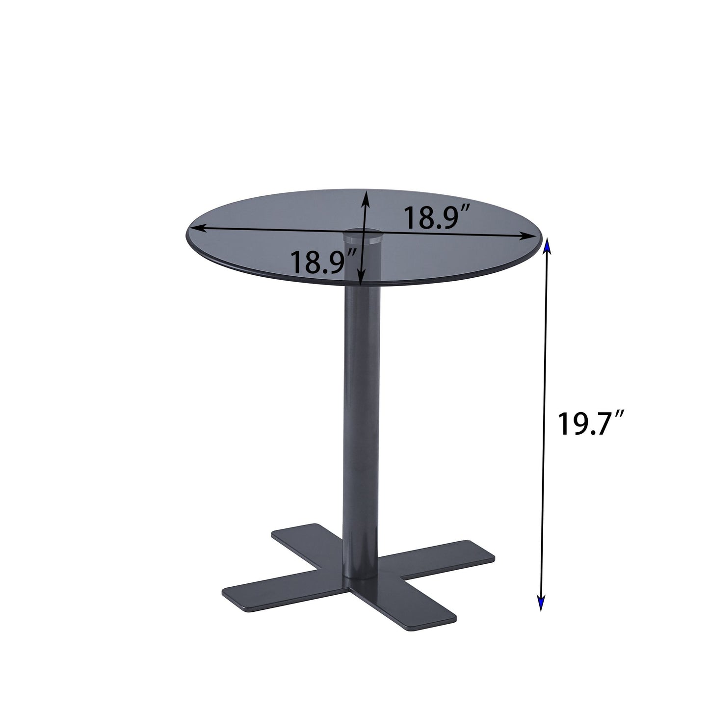Tempered Black Rould Glass Dinning Table with Black Leg
