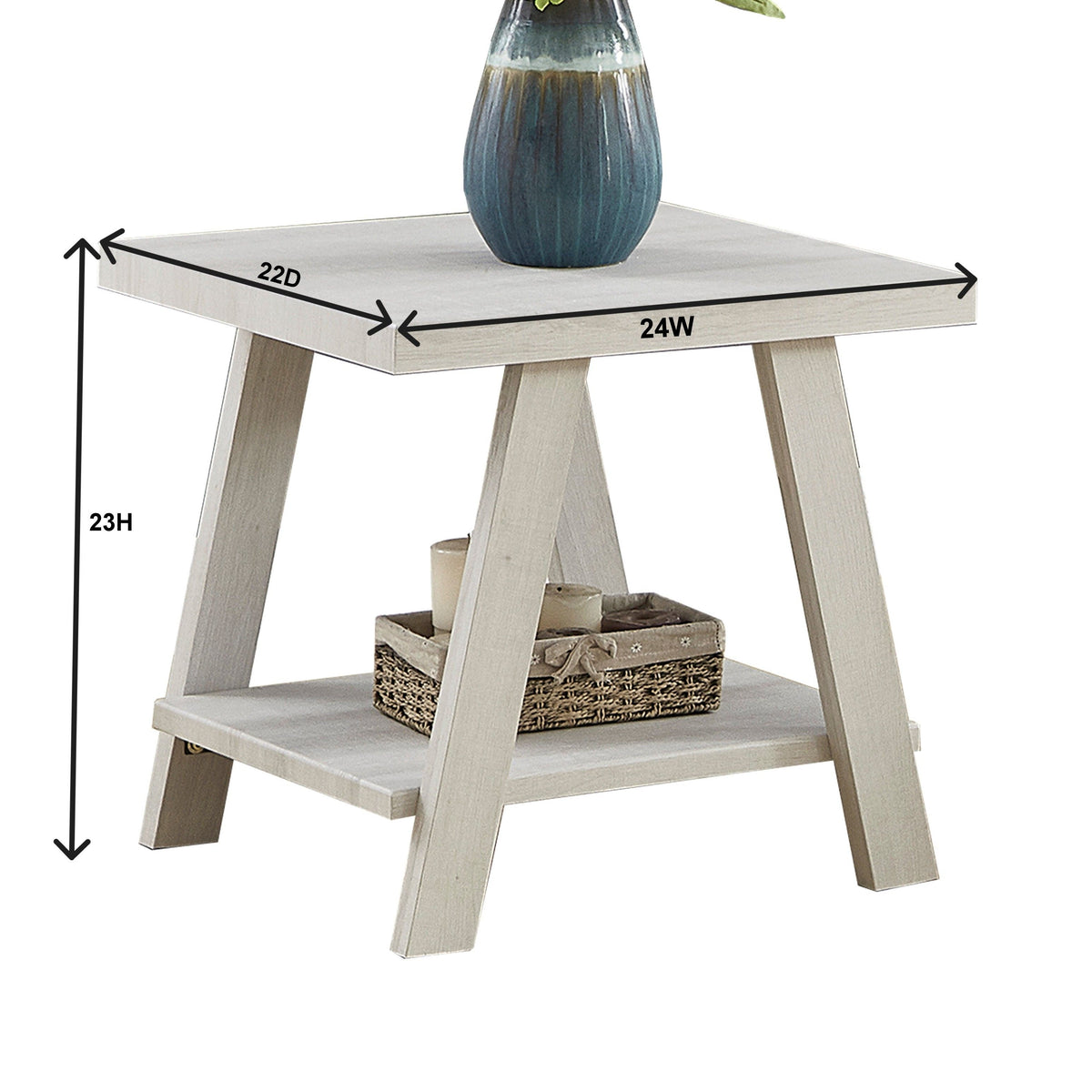 Athens Contemporary Wood Shelf End Table in Weathered Espresso