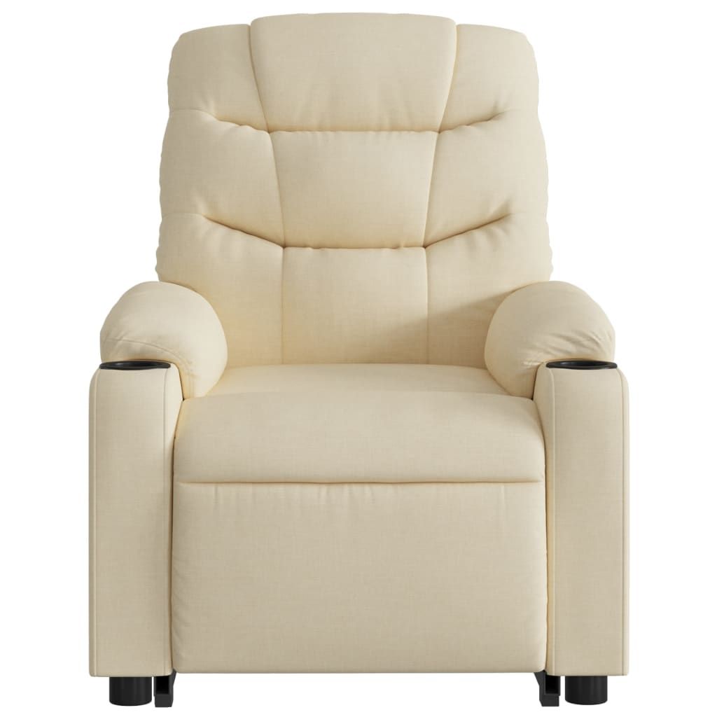 Electric Stand up Massage Recliner Chair Cream Fabric