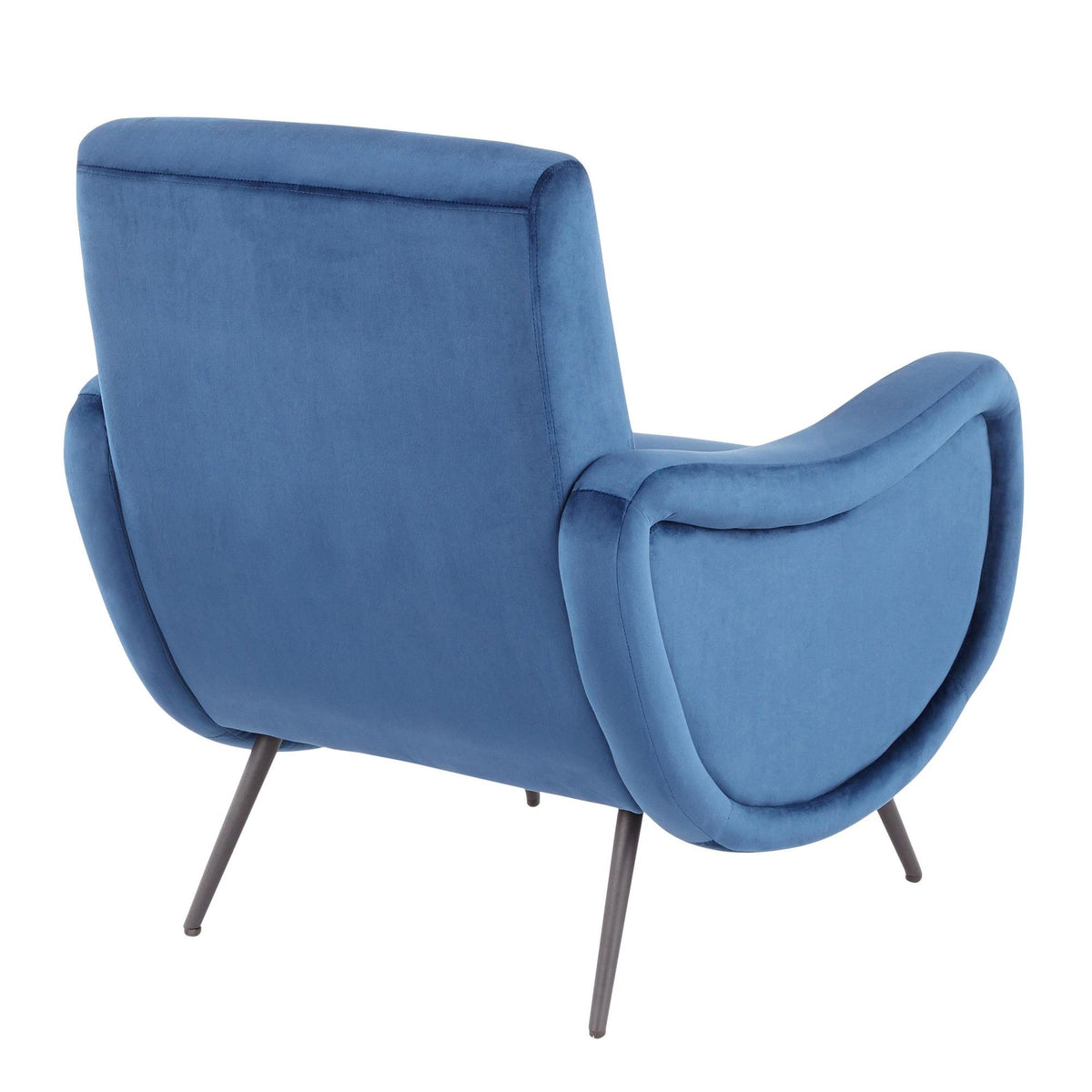 Rafael Contemporary Lounge Chair in Black Metal and Blue Velvet by LumiSource
