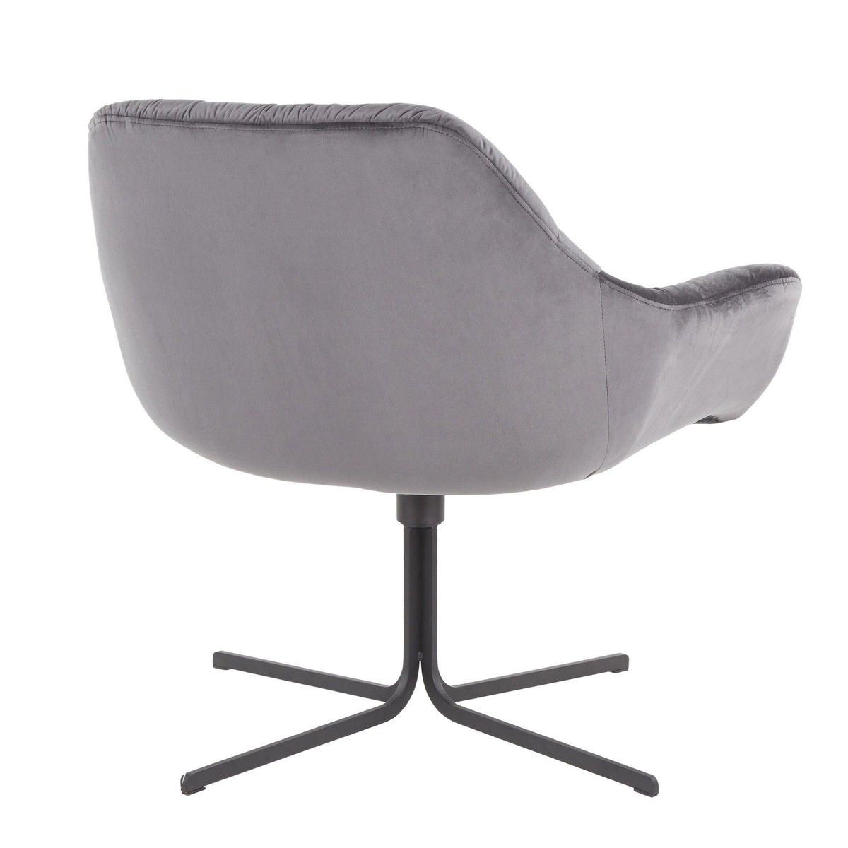 Wayne Contemporary Swivel Lounge Chair in Black Metal and Grey Velvet by LumiSource
