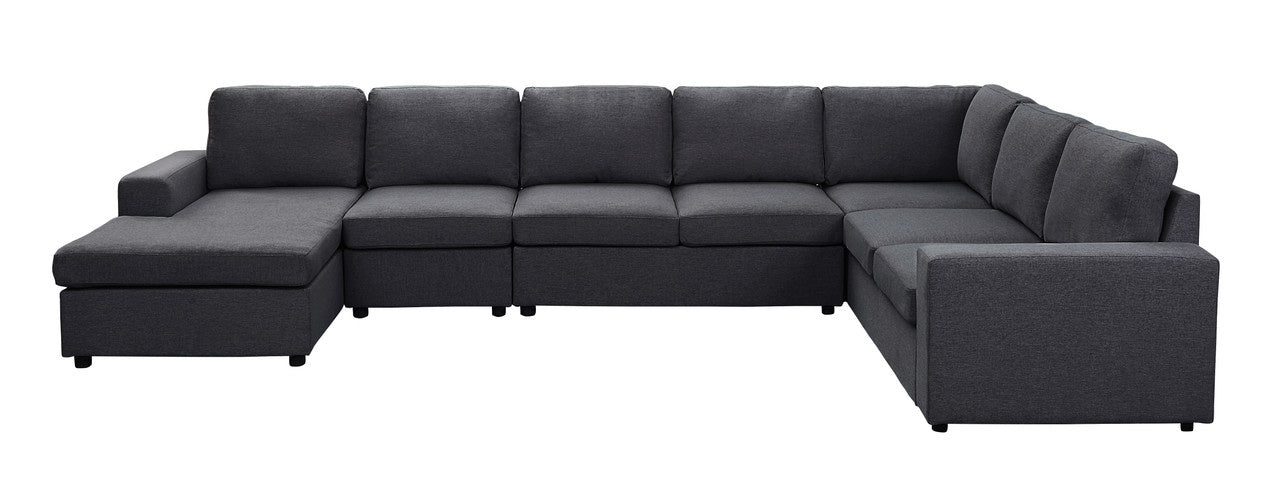 Hayden 146.5" Modular Sectional Sofa with Reversible Chaise in Dark Gray Linen