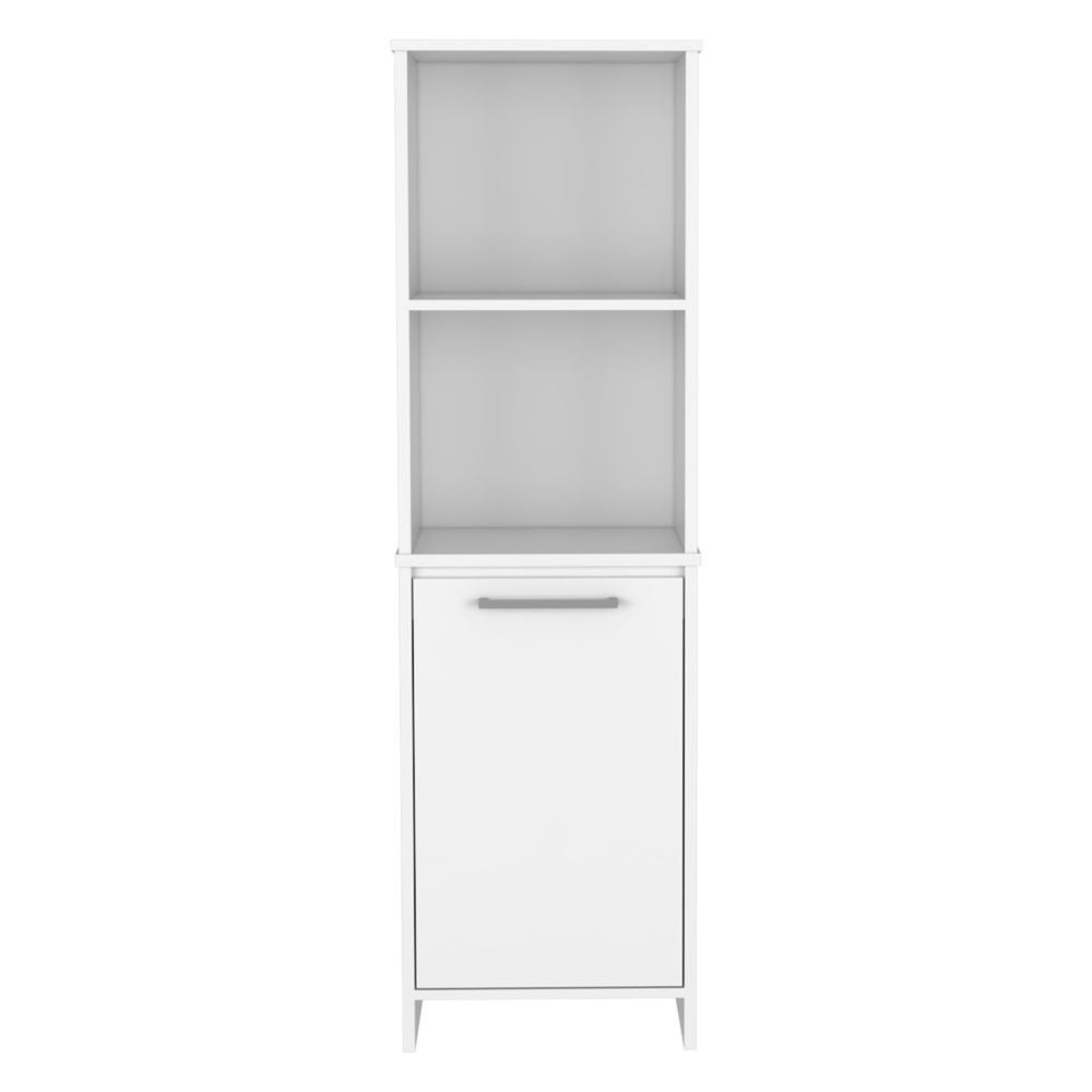 DEPOT E-SHOP Romulo Kitchen Pantry, Two External Shelves, Single Door Cabinet, Two Interior Shelves, White
