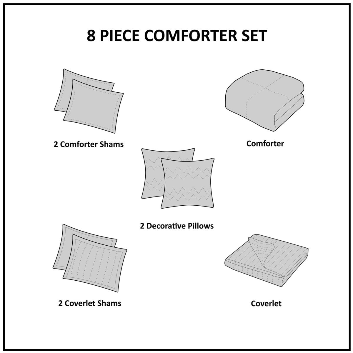 8 Piece Printed Seersucker Comforter and Quilt Set Collection