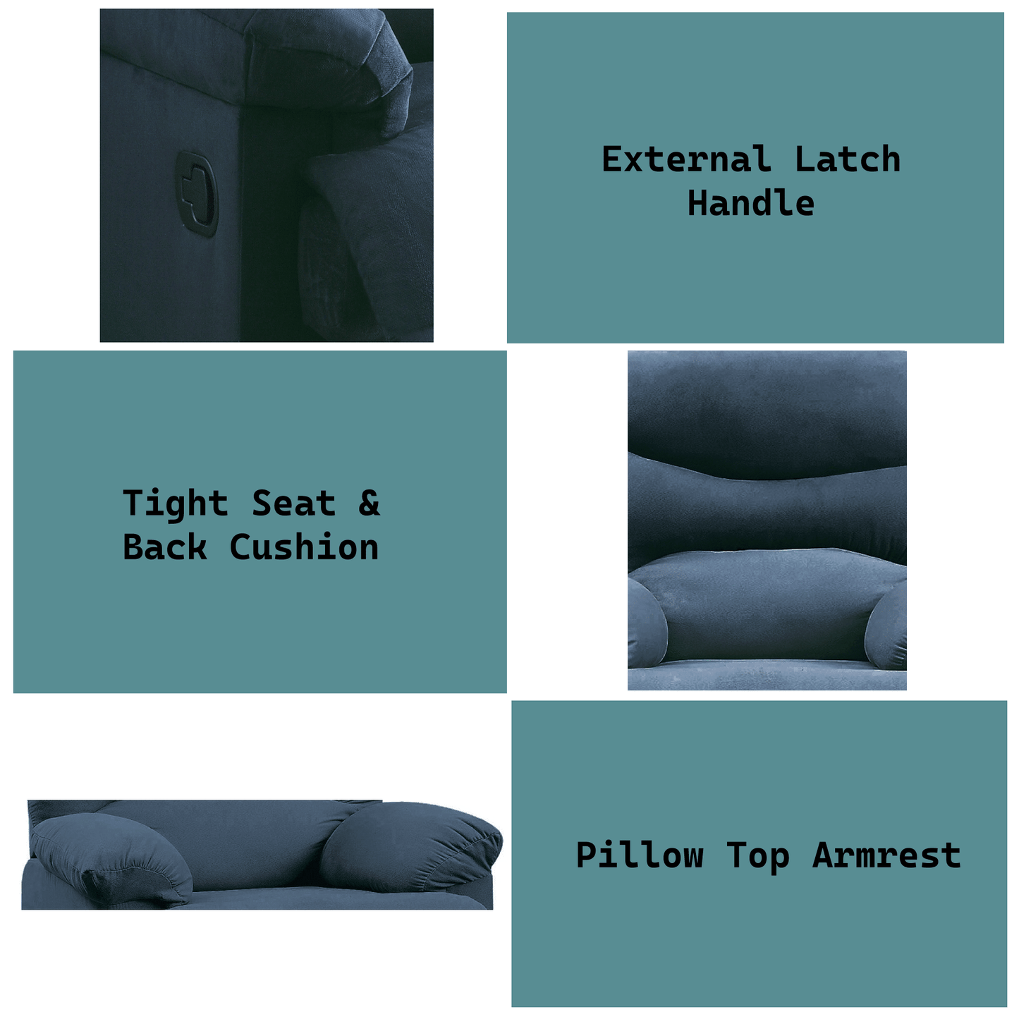 Arcadia Blue Woven Fabric Motion Recliner