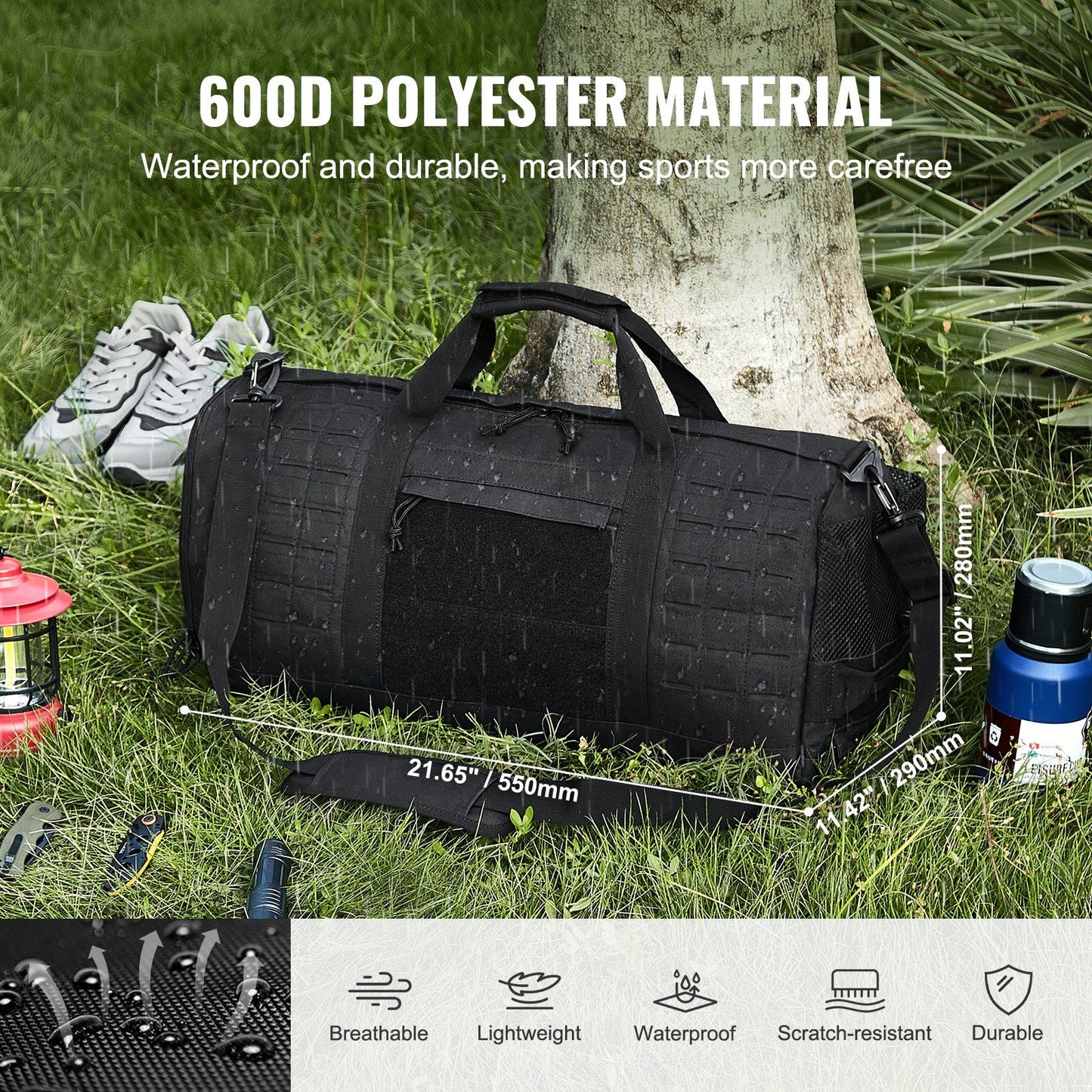 Tactical Duffle Bag 45L Gym Bag Duffle Molle Design & Shoe Compartment, Travel Weekender Bag for Men Women Workout Bag for Military, Sports, Overnight, Basketball, Tactical, Waterproof &Tear Resistant