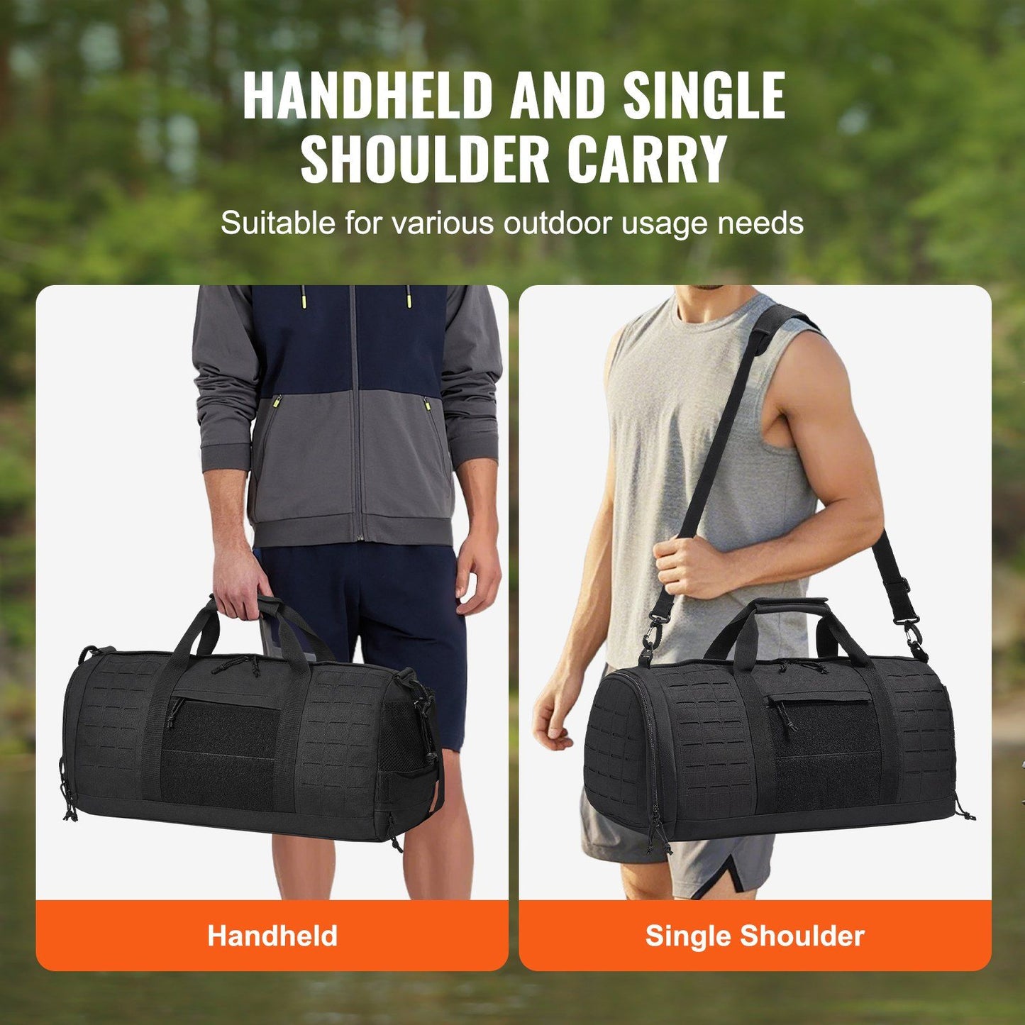 Tactical Duffle Bag 45L Gym Bag Duffle Molle Design & Shoe Compartment, Travel Weekender Bag for Men Women Workout Bag for Military, Sports, Overnight, Basketball, Tactical, Waterproof &Tear Resistant