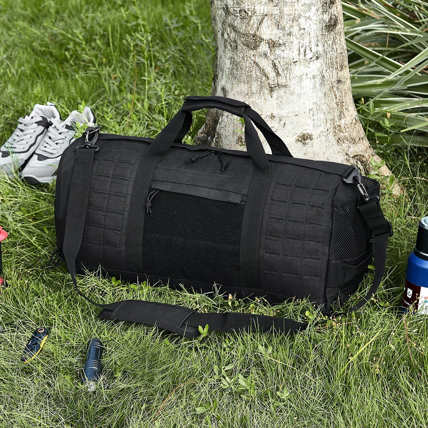 Tactical Duffle Bag 45L Gym Bag Duffle Molle Design & Shoe Compartment, Travel Weekender Bag for Men Women Workout Bag for Military, Sports, Overnight, Basketball, Tactical, Waterproof &Tear Resistant