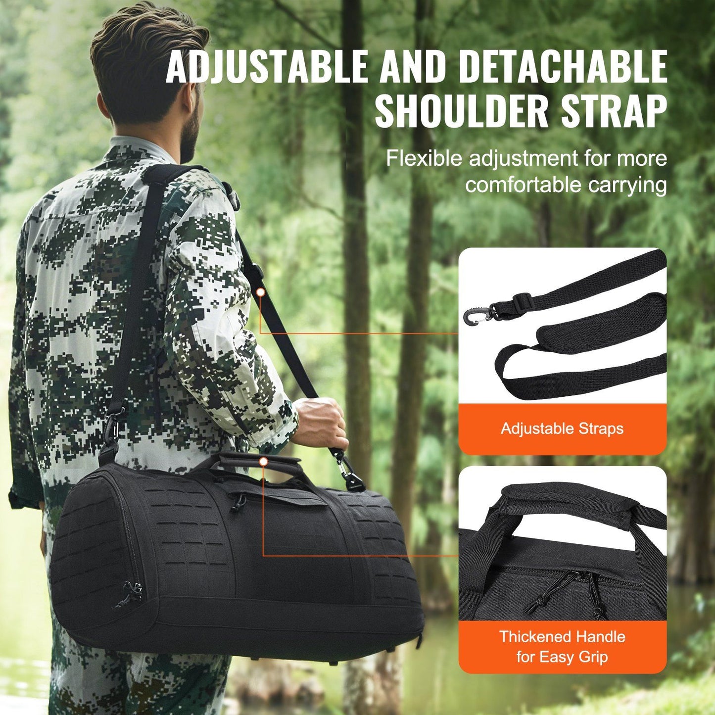 Tactical Duffle Bag 45L Gym Bag Duffle Molle Design & Shoe Compartment, Travel Weekender Bag for Men Women Workout Bag for Military, Sports, Overnight, Basketball, Tactical, Waterproof &Tear Resistant