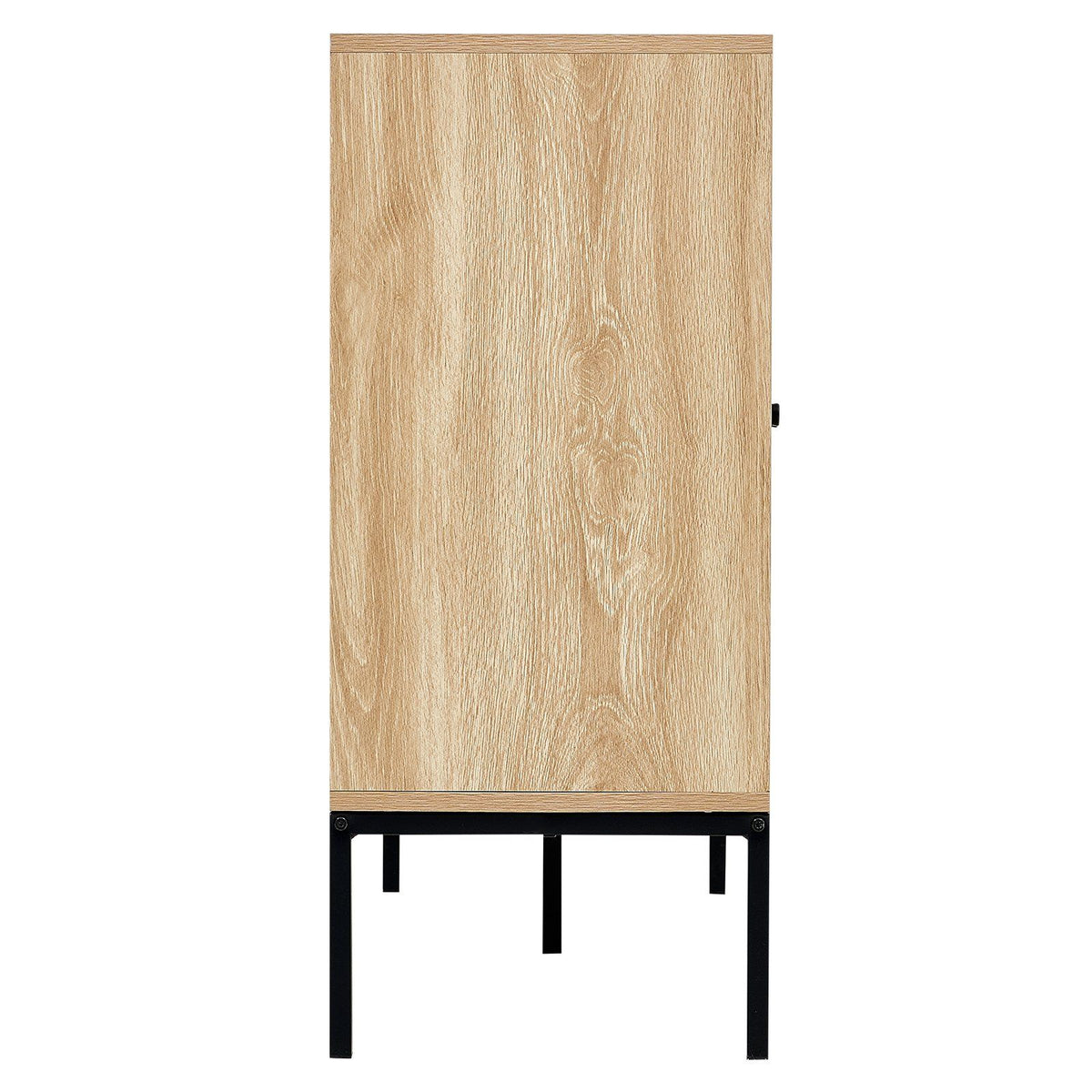 VEVOR Rattan Cabinet, Rattan Storage Cabinet 47inch with 3 Magnetic Doors and Adjustable Shelves, Sideboard Buffet Cabinet for Hallway, Entryway, Living Room, or Kitchen, Natural