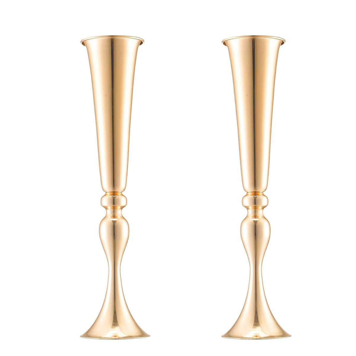 VEVOR 2PCS 56cm/22.05' Tall Wedding Flower Vase Metal Gold Trumpet for Tables