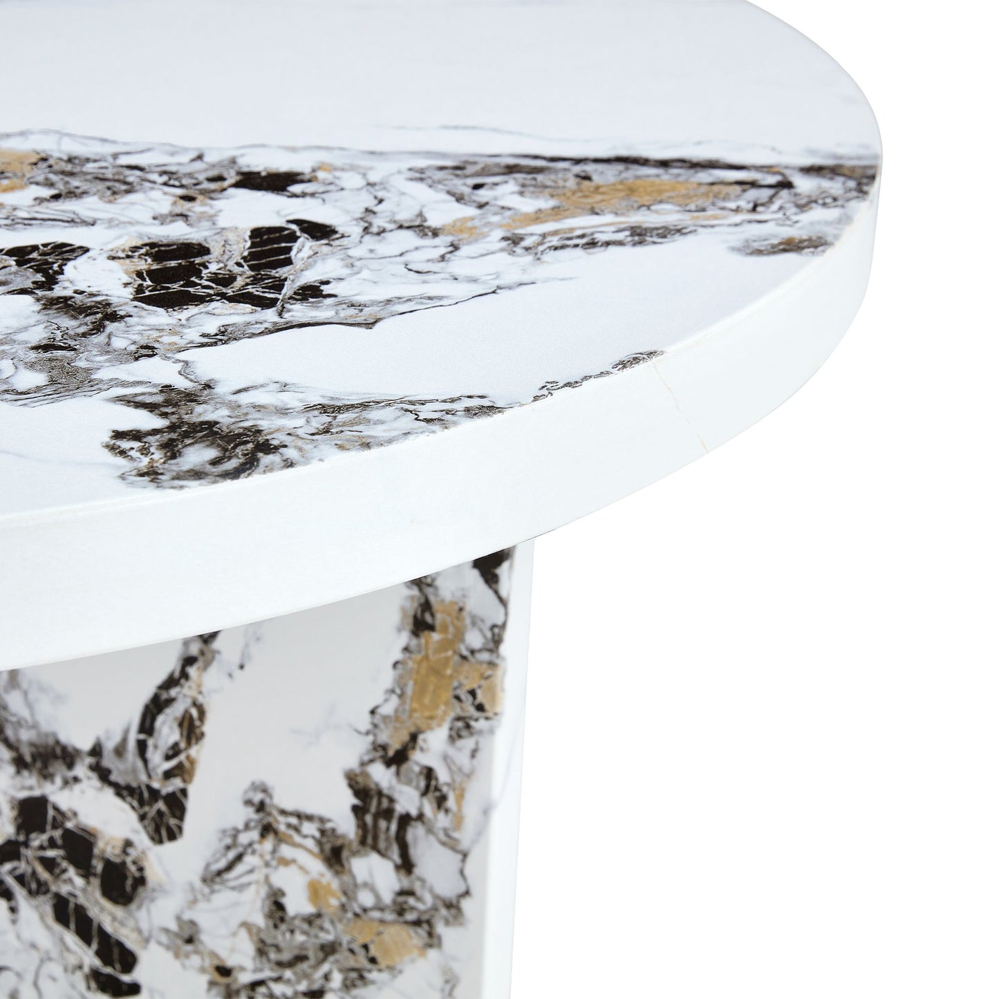Round Dining Table for 4-6, 42 Inch Modern Kitchen Table Small Dinner Table MDF Kitchen Dinning Table for Cafe Restaurant Wine Bar Home Office Conference (Only Table)