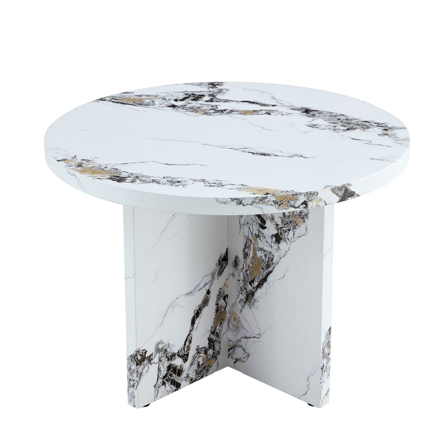 Round Dining Table for 4-6, 42 Inch Modern Kitchen Table Small Dinner Table MDF Kitchen Dinning Table for Cafe Restaurant Wine Bar Home Office Conference (Only Table)