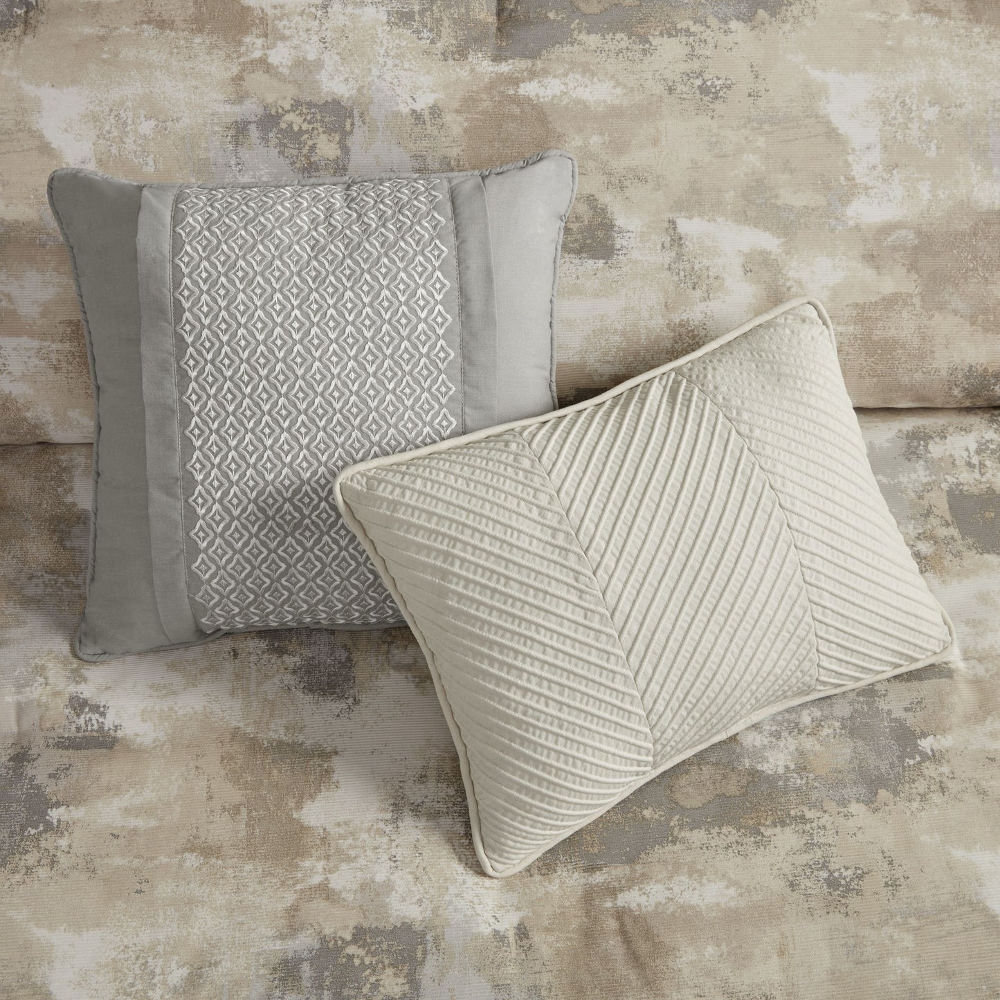 7 Piece Textured Cotton Blend Comforter Set