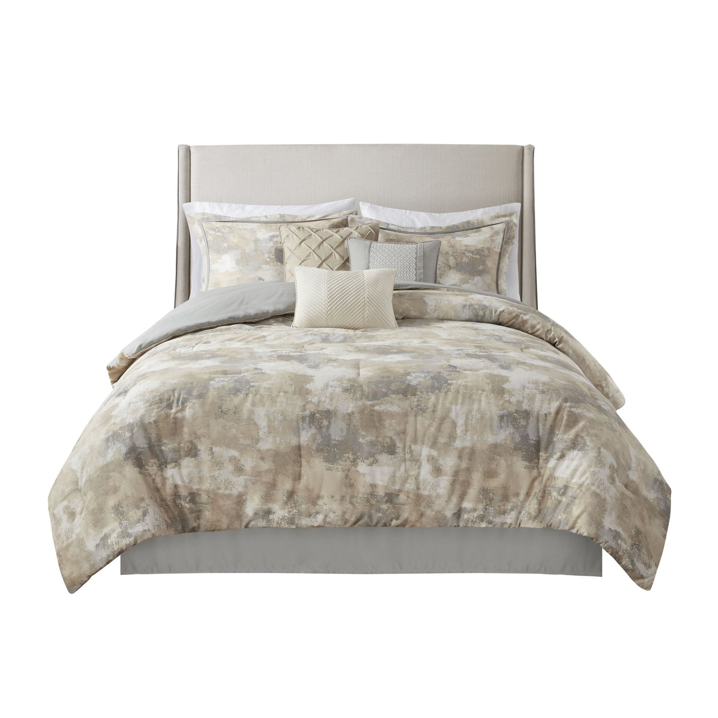 7 Piece Textured Cotton Blend Comforter Set
