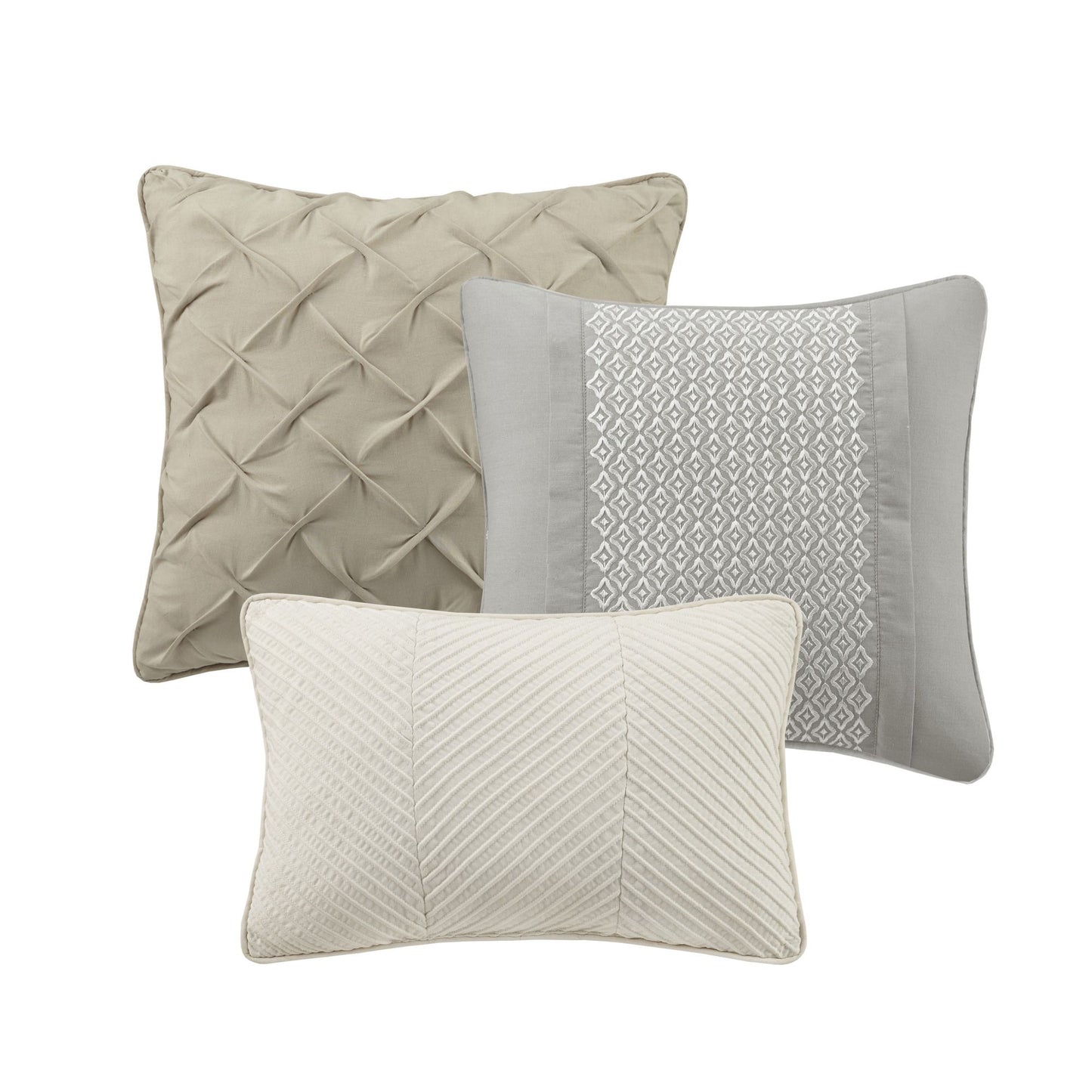 7 Piece Textured Cotton Blend Comforter Set