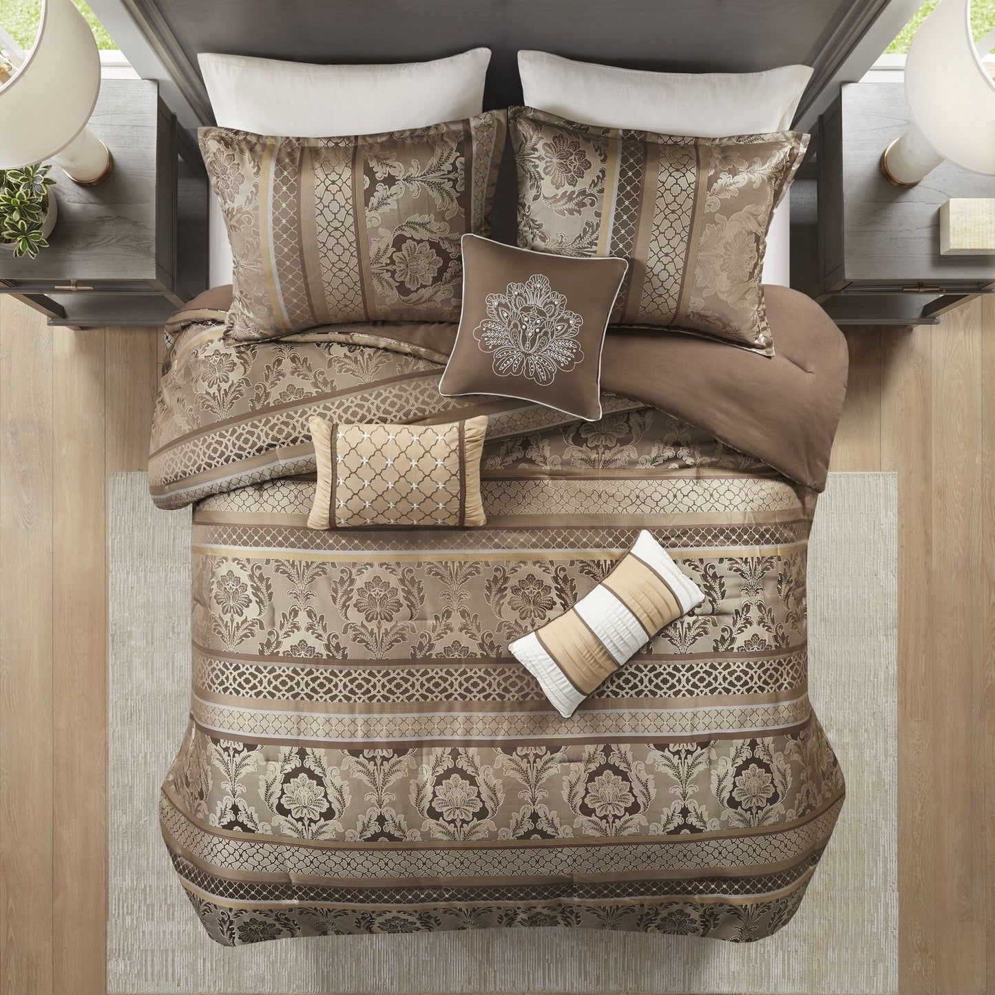 7 Piece Jacquard Comforter Set