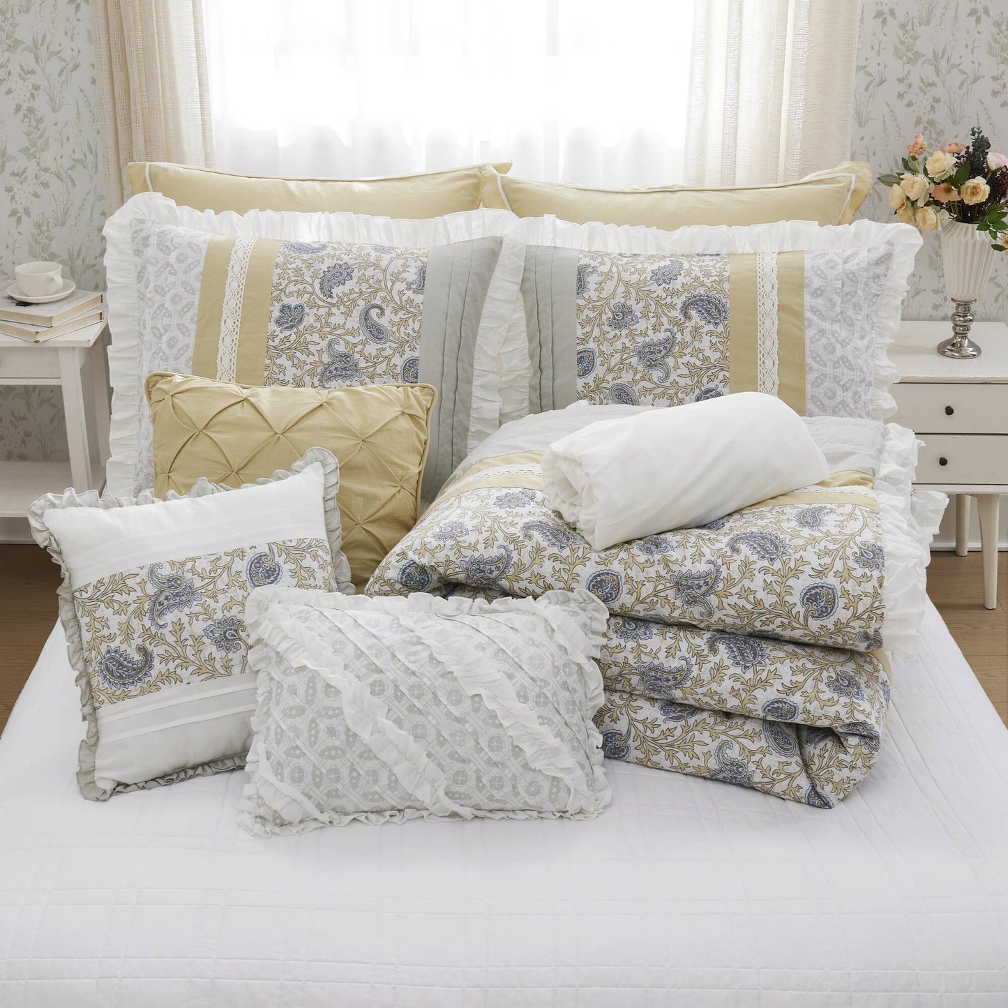 9 Piece Cotton Percale Comforter Set